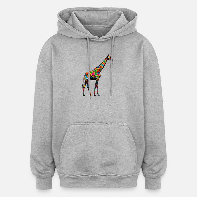 Girafe - Sweat à capuche oversize unisexe - gris chiné