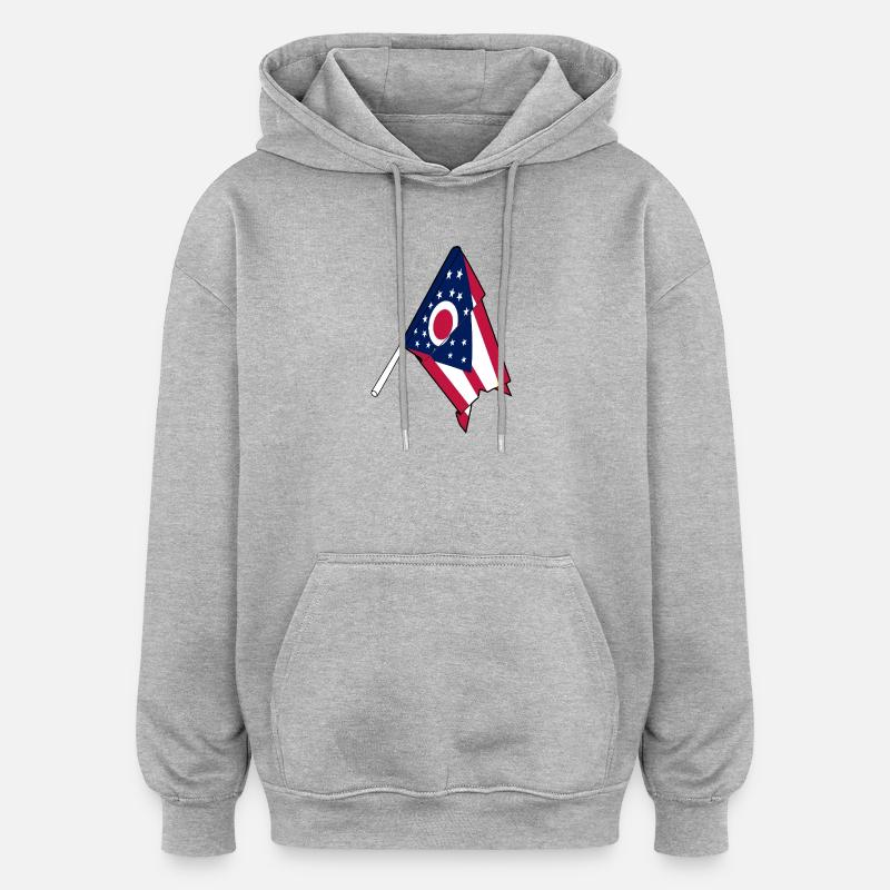 Drapeau de l’Ohio - Sweat à capuche oversize unisexe - gris chiné