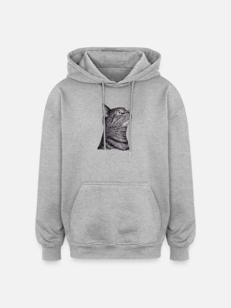 Katze - Oversized Unisex Hoodie - Grau meliert