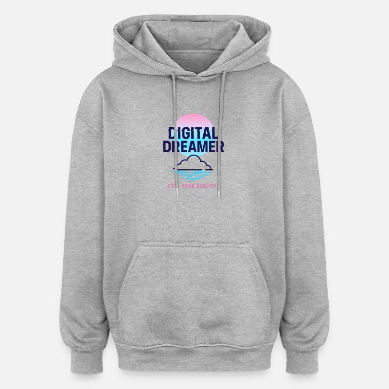 Rêveur numérique - Sweat à capuche oversize unisexe - gris chiné