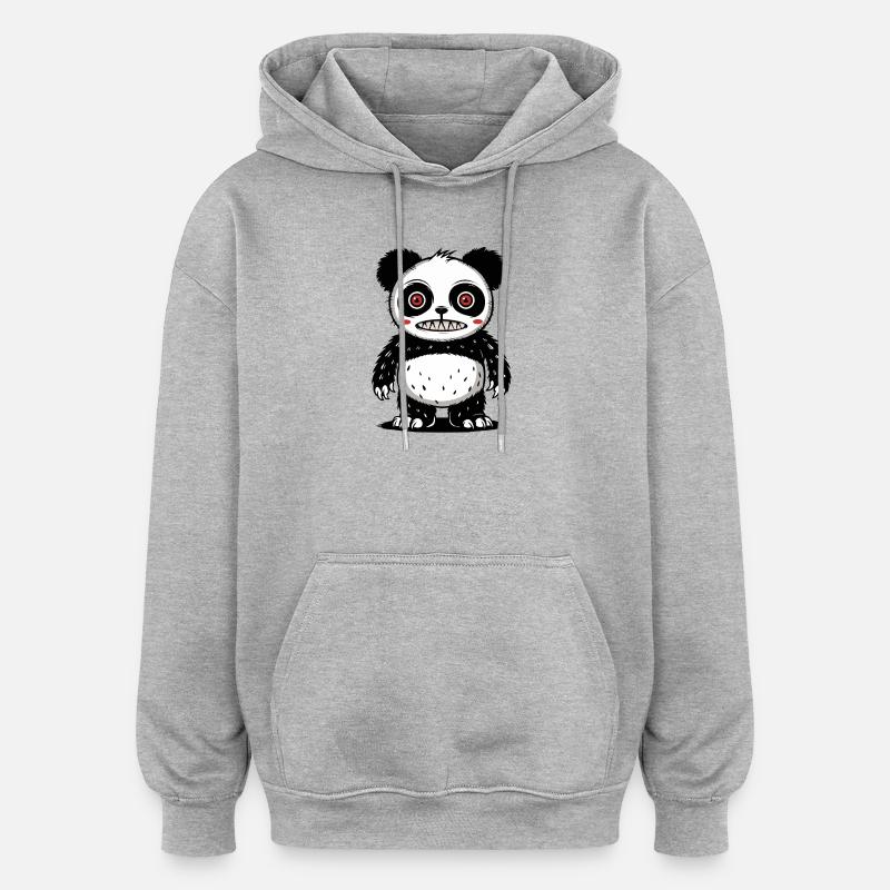 Panda bär - Oversized Unisex Hoodie - Grau meliert