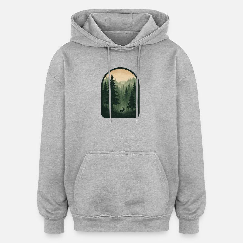 de la forêt - Sweat à capuche oversize unisexe - gris chiné