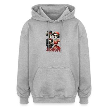Romance de Noël des os. - Sweat à capuche oversize unisexe - gris chiné - Devant - Noah (186cm)