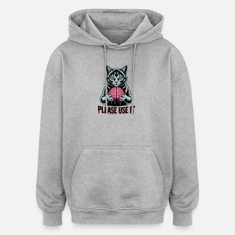Zombie-Katze, bitte benutzen Sie sie - Oversized Unisex Hoodie - Grau meliert
