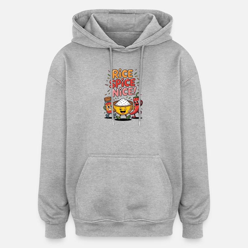 Fried Rice Spice Nice Hot Rice - Oversized Unisex Hoodie - Grau meliert