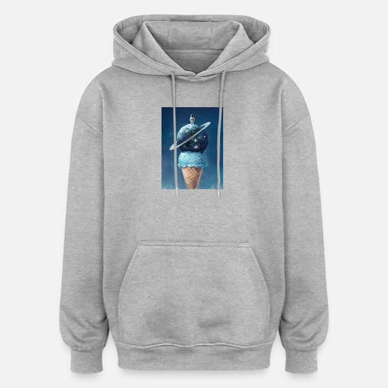 Glace spatiale et astronaute au sommet - Sweat à capuche oversize unisexe - gris chiné