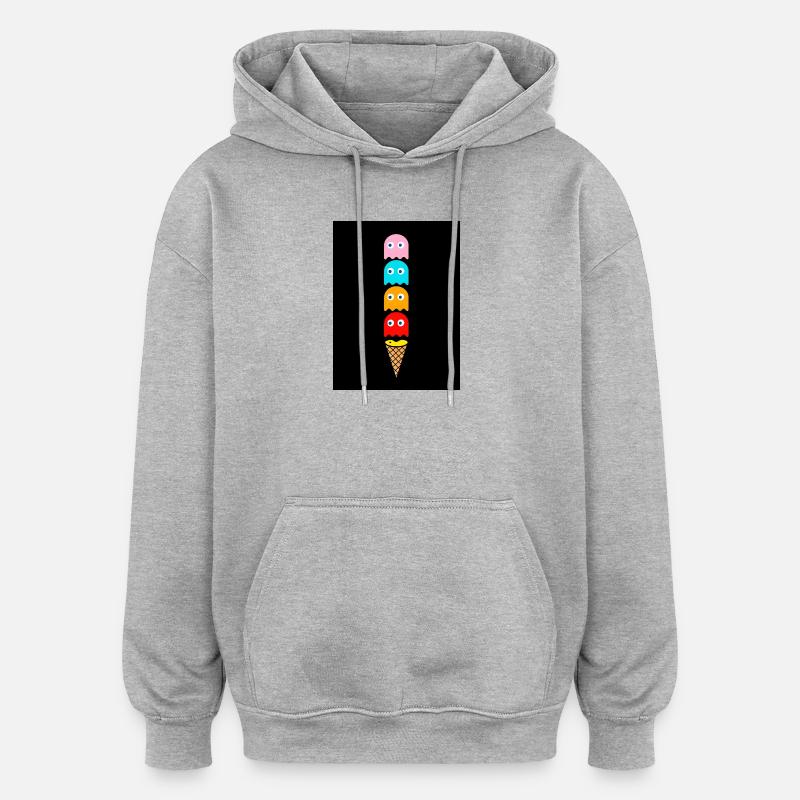 Eiscreme-Zeichnung mit bunten Geistern - Oversized Unisex Hoodie - Grau meliert