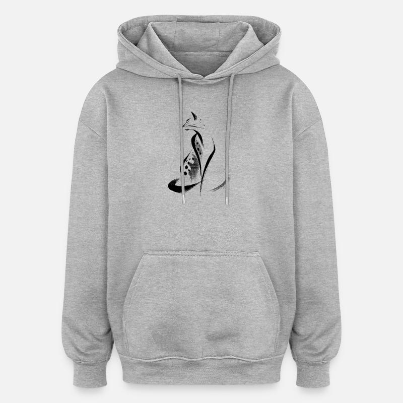 Guépard abstrait - Sweat à capuche oversize unisexe - gris chiné