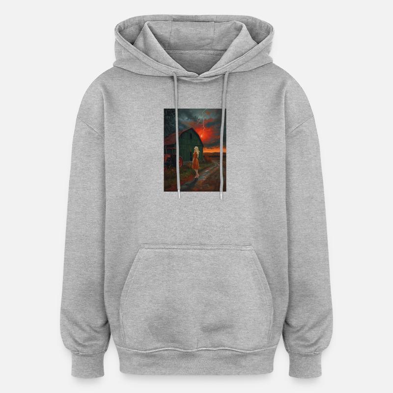 Ciel d’orage mystique avec vue - Sweat à capuche oversize unisexe - gris chiné