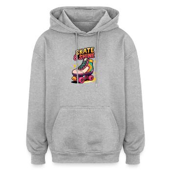 Skate & Shine Neon Roller - Oversized Unisex Hoodie - heather grey - Front - Noah (186cm)