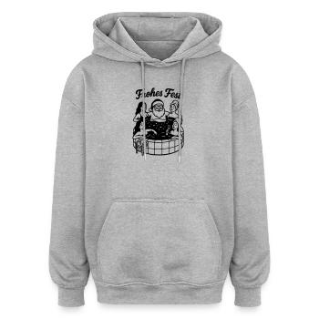 Santa Claus Weihnachtsmann Whirpool  - Oversized Unisex Hoodie - Grau meliert - Vorne - Noah (186cm)