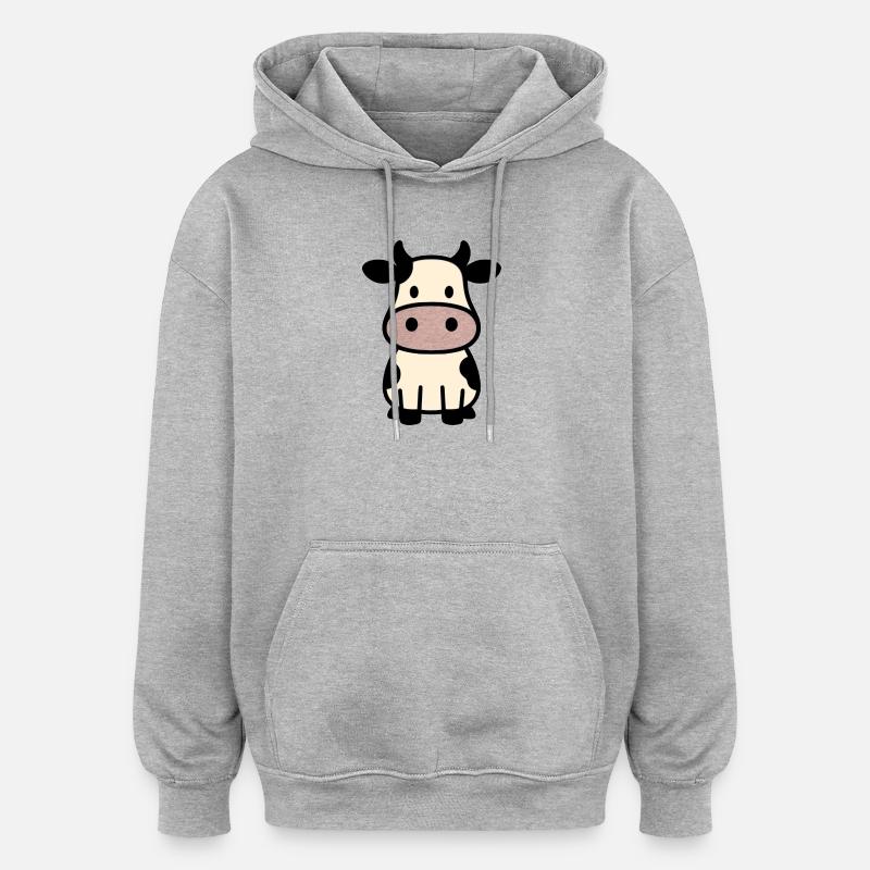 Vache mignonne - Sweat à capuche oversize unisexe - gris chiné