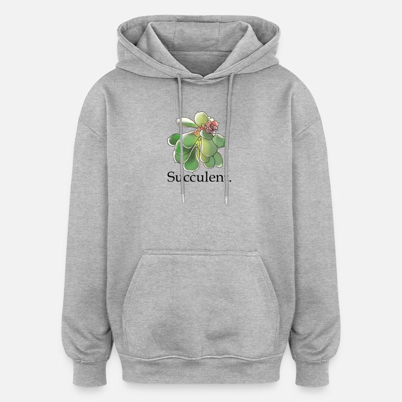 Succulente Fleur Aquarelle - Sweat à capuche oversize unisexe - gris chiné