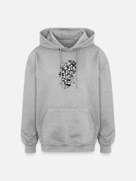 Black and White Flower Spiral - Oversized Unisex Hoodie - heather grey