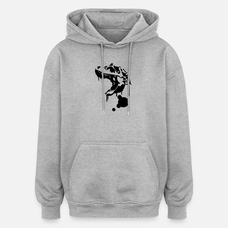 Dinosaure - Sweat à capuche oversize unisexe - gris chiné