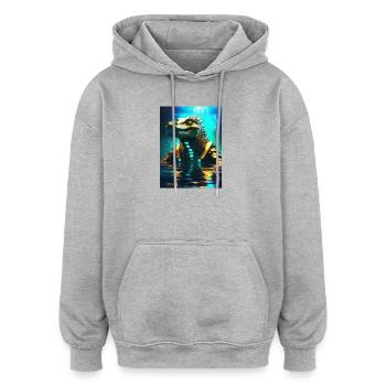 Sobek – Wächter des Nils - Oversized Unisex Hoodie - heather grey - Front - Noah (186cm)