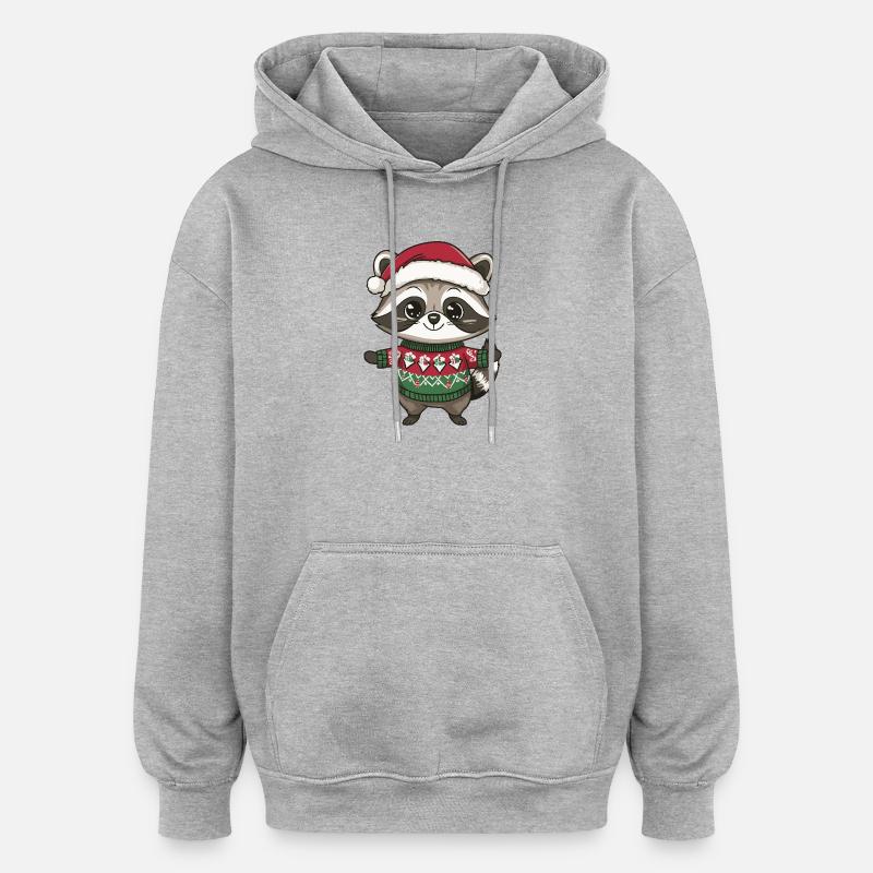 Noël du raton laveur - Sweat à capuche oversize unisexe - gris chiné