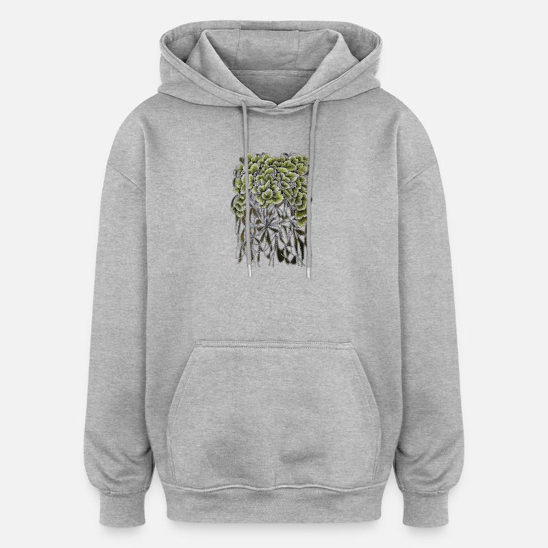 Fächerblätter mit hängenden Wurzeln - Oversized Unisex Hoodie - Grau meliert