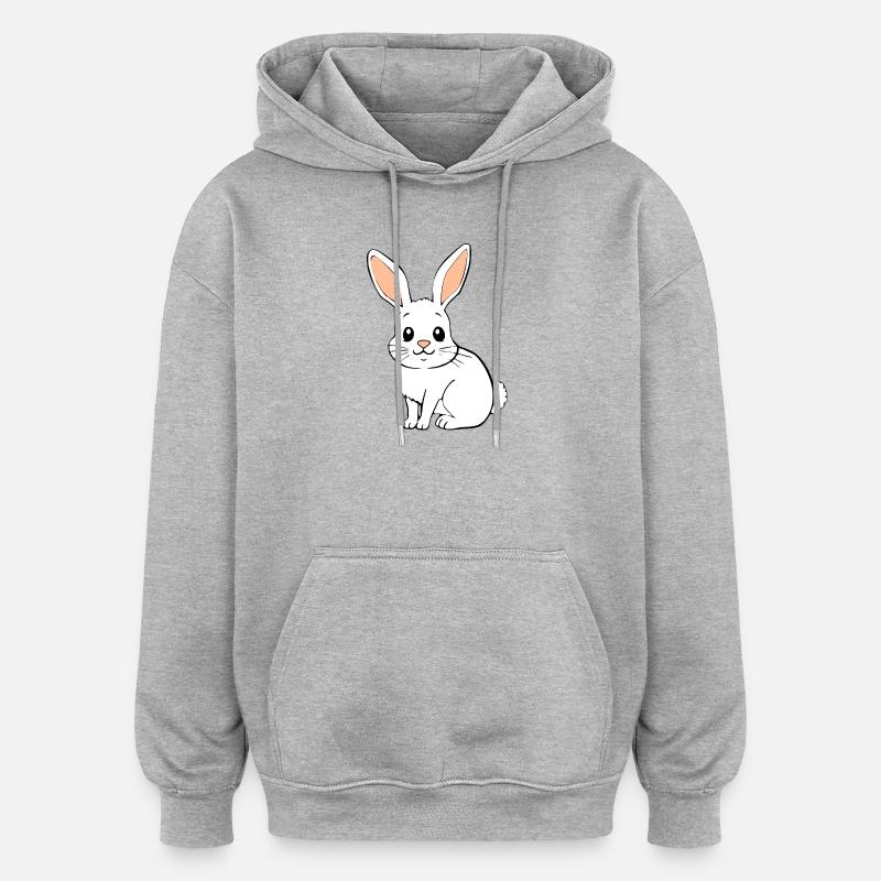 T-shirt lapin cadeau - Sweat à capuche oversize unisexe - gris chiné