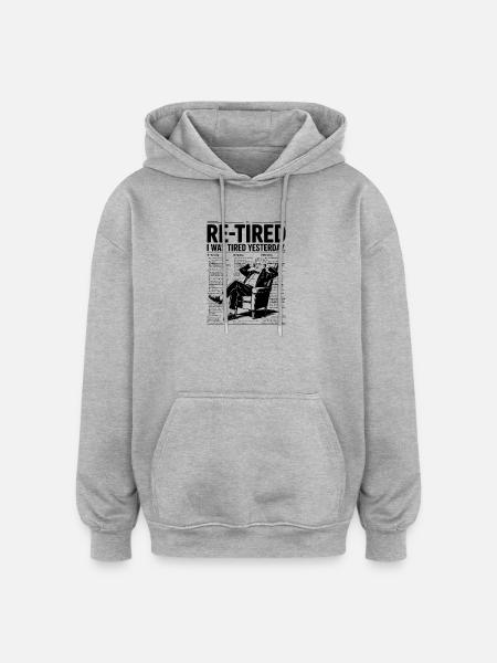 Træt igen. Jeg var træt i går. - Oversize unisex hoodie - grå meleret
