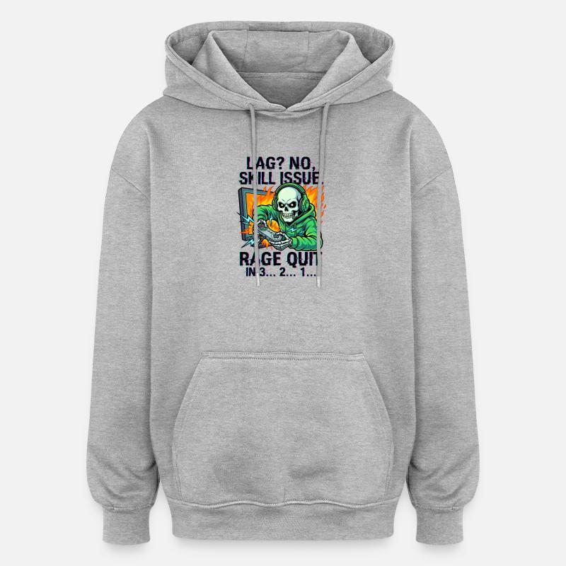 Lag? No, Skill Issue. - Oversized Unisex Hoodie - Grau meliert