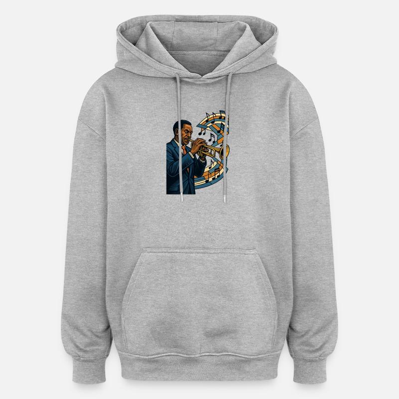 Trompeter Jazz Bebop Groove Poster Geschenk - Oversized Unisex Hoodie - Grau meliert