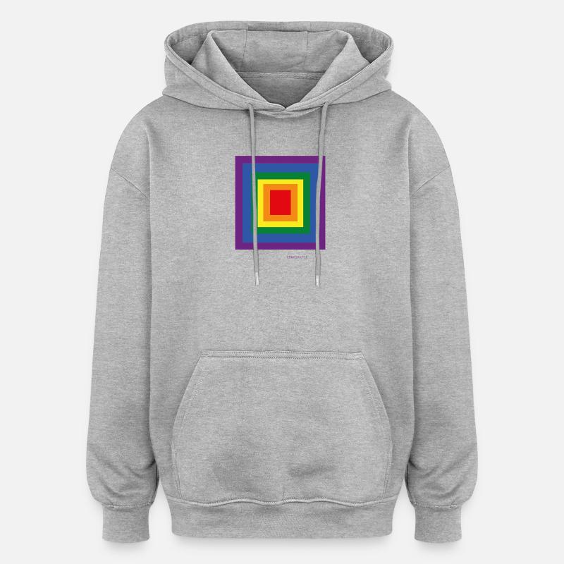 Multicolor concentric squares - Oversized Unisex Hoodie - heather grey
