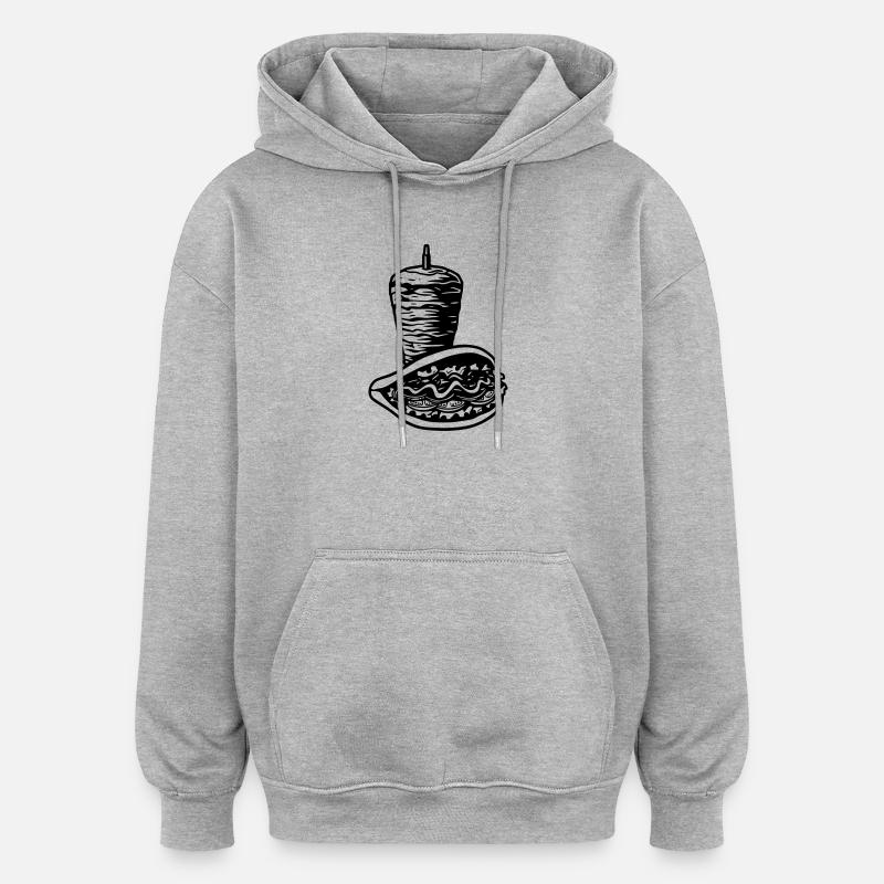 brocheaveckebab - Sweat à capuche oversize unisexe - gris chiné