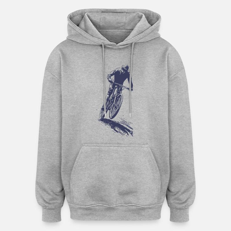 Silhouette de VTT en saut - Sweat à capuche oversize unisexe - gris chiné
