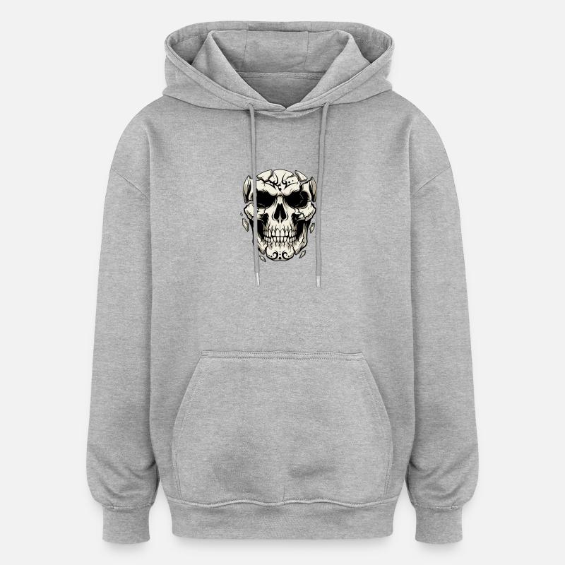 Crâne éclaté – Graphismes gothiques - Sweat à capuche oversize unisexe - gris chiné