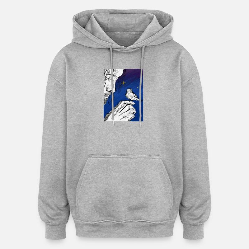 Numéro un sous la lune - Sweat à capuche oversize unisexe - gris chiné