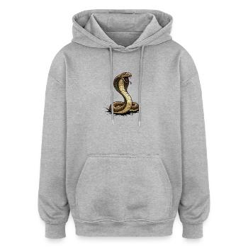 Royal Cobra Venomous Snake Strike - Oversized Unisex Hoodie - heather grey - Front - Noah (186cm)