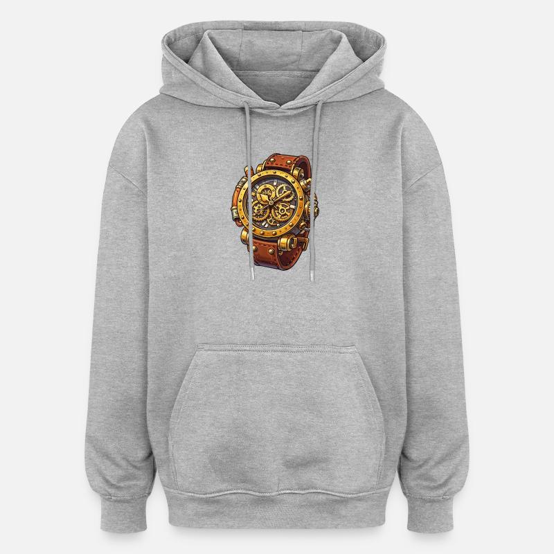 Conception du chrono à mouvement steampunk - Sweat à capuche oversize unisexe - gris chiné