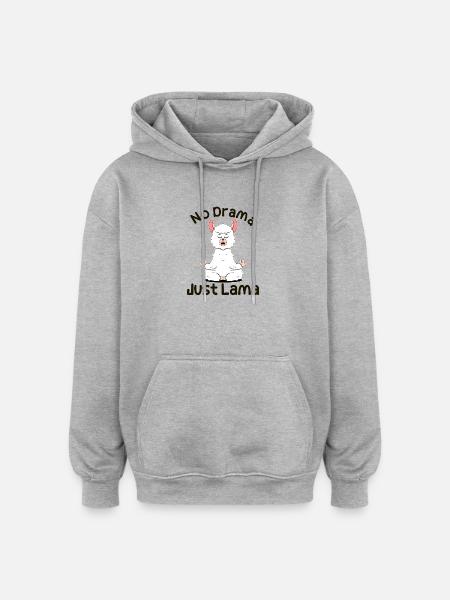 No Drama. Just Lama - Oversized Unisex Hoodie - heather grey