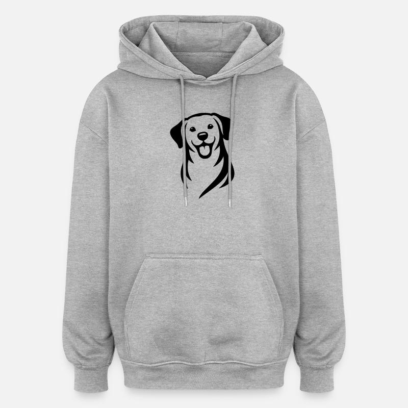 Chien - Sweat à capuche oversize unisexe - gris chiné