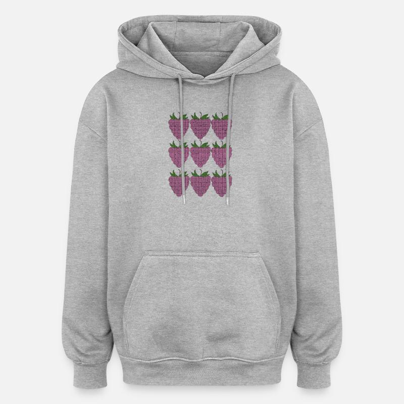 raspberry pattern textile - Oversized Unisex Hoodie - heather grey