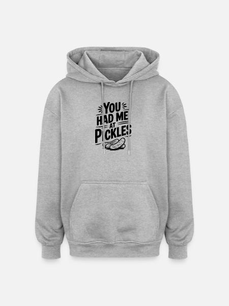 Tu m’as eu à Pickles - Sweat à capuche oversize unisexe - gris chiné