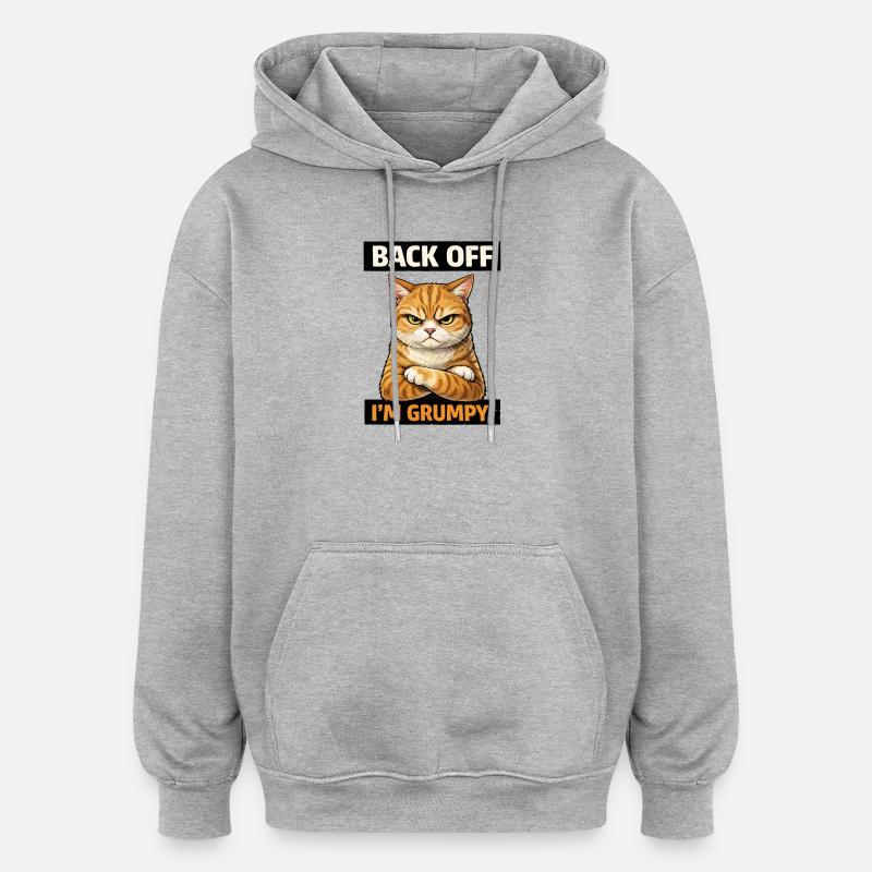Moody Cat – Déclaration de reculement - Sweat à capuche oversize unisexe - gris chiné