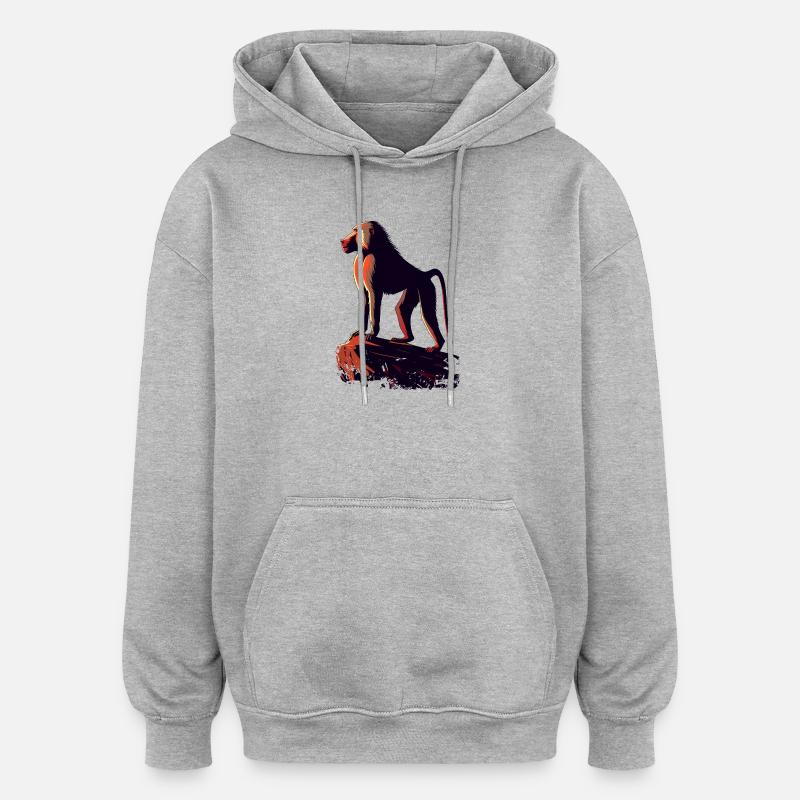 Babouin - Sweat à capuche oversize unisexe - gris chiné