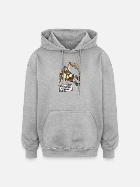 Berge versetzen Bier Humor - Oversized Unisex Hoodie - Grau meliert
