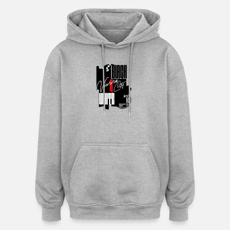 Ville de Vienne - Noir et Blanc - Sweat à capuche oversize unisexe - gris chiné
