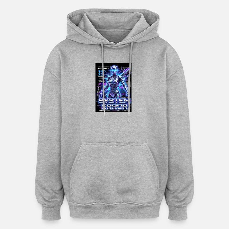 System Error Neon Cyborg - Oversized Unisex Hoodie - heather grey
