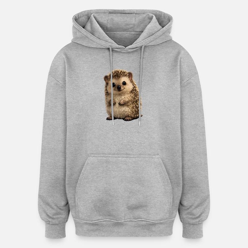 Petit Hérisson Étouffait - Sweat à capuche oversize unisexe - gris chiné