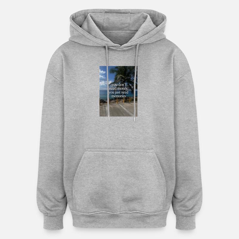 Souvenirs au lieu d’argent – Côte tropicale - Sweat à capuche oversize unisexe - gris chiné