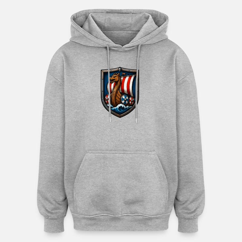 Bouclier du Bateau-Dragon Viking - Sweat à capuche oversize unisexe - gris chiné