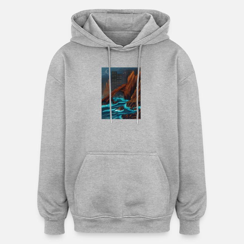 Roca Marina Nocturna - Sweat à capuche oversize unisexe - gris chiné