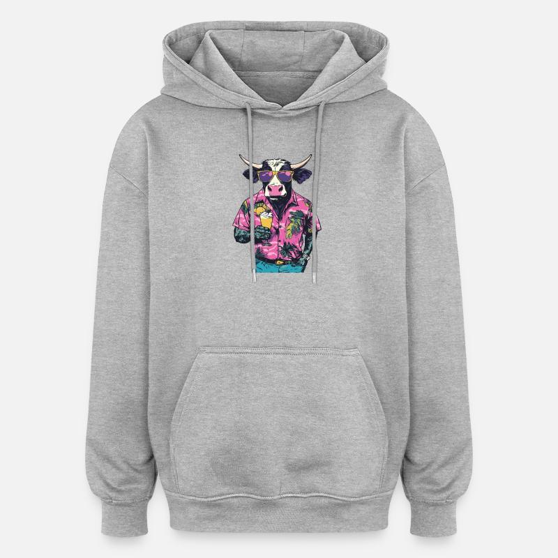 Kuh Comic Sommer - Oversized Unisex Hoodie - Grau meliert