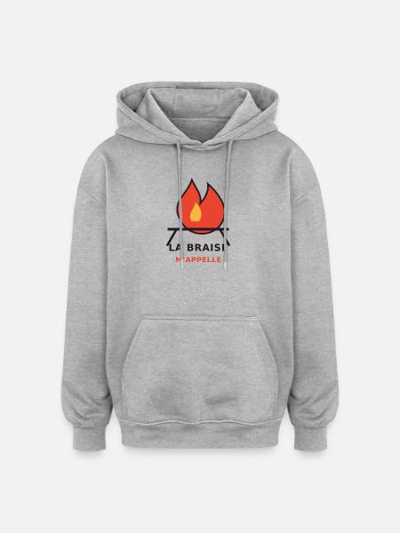 La Braise m'appelle - Sweat à capuche oversize unisexe - gris chiné