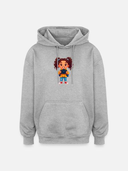 Little Photographer with Camera – Creative Design - Oversized Unisex Hoodie - heather grey