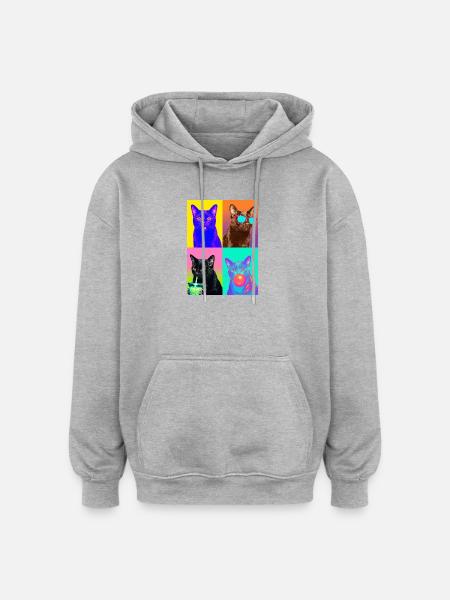 Cats Bombay Cat - Sweat à capuche oversize unisexe - gris chiné